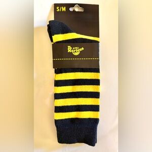 Dr. Martens Thin Striped Socks Cotton Blend Yellow Black Size S/M Brand New